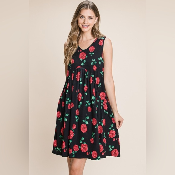 BOMBOM Dresses & Skirts - BOMBOM Floral Ruched Tank Dress